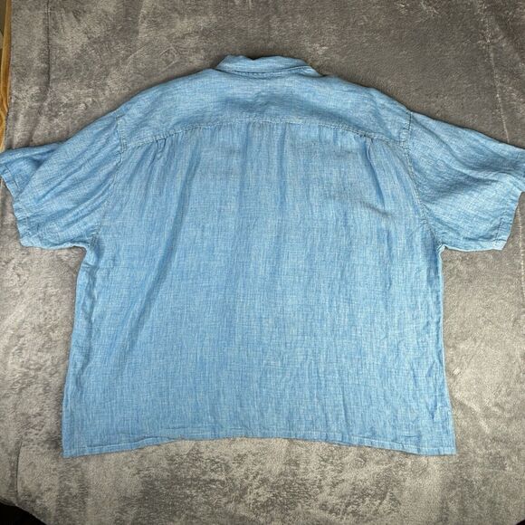 Tommy Bahama Shirt Mens 4XB Blue Sea Glass Camp 100% Linen Short Sleeve $110 - Picture 5 of 10